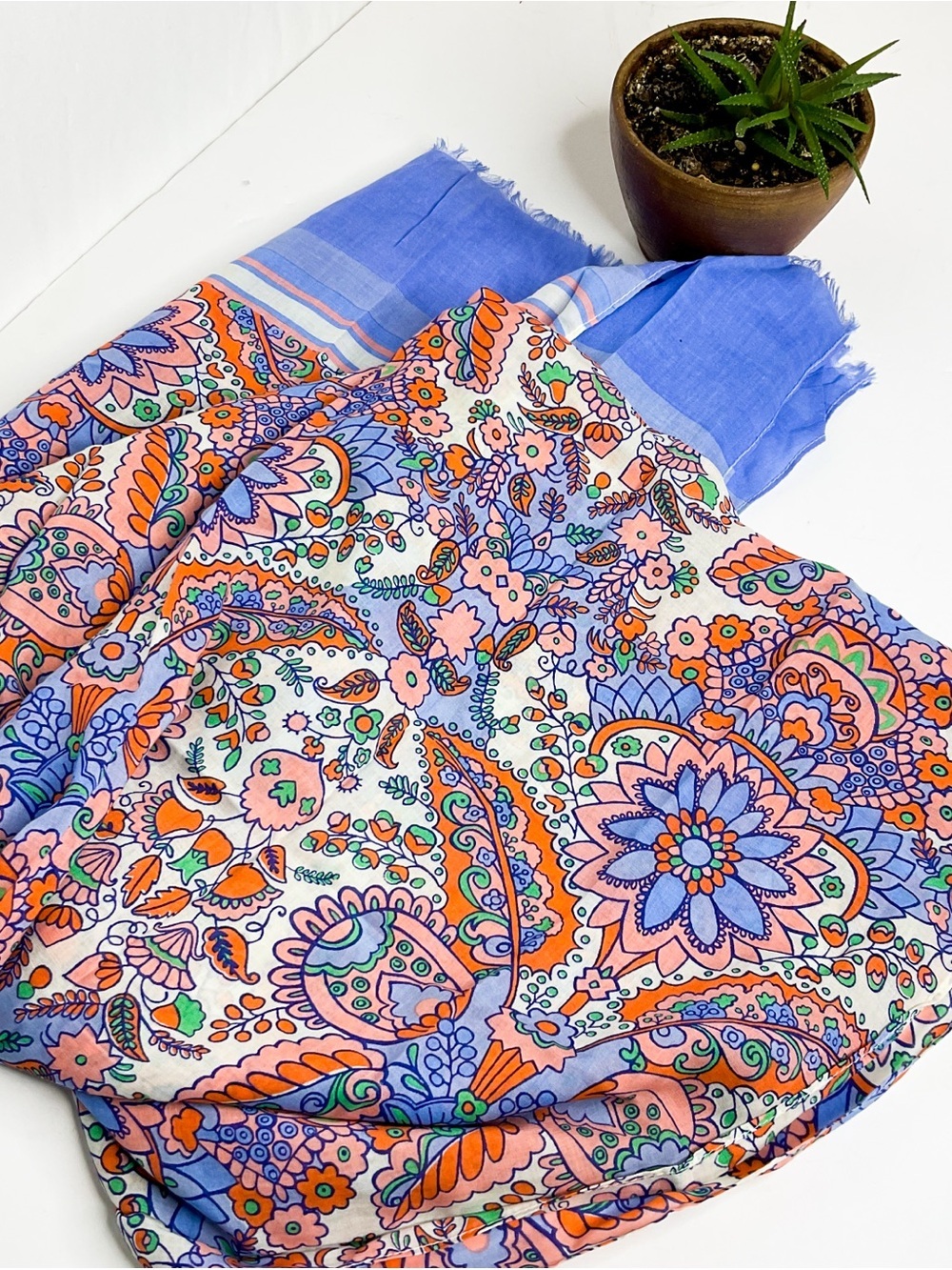 Floral Paisley Lightweight Scarf in Lavender, Peach, Green